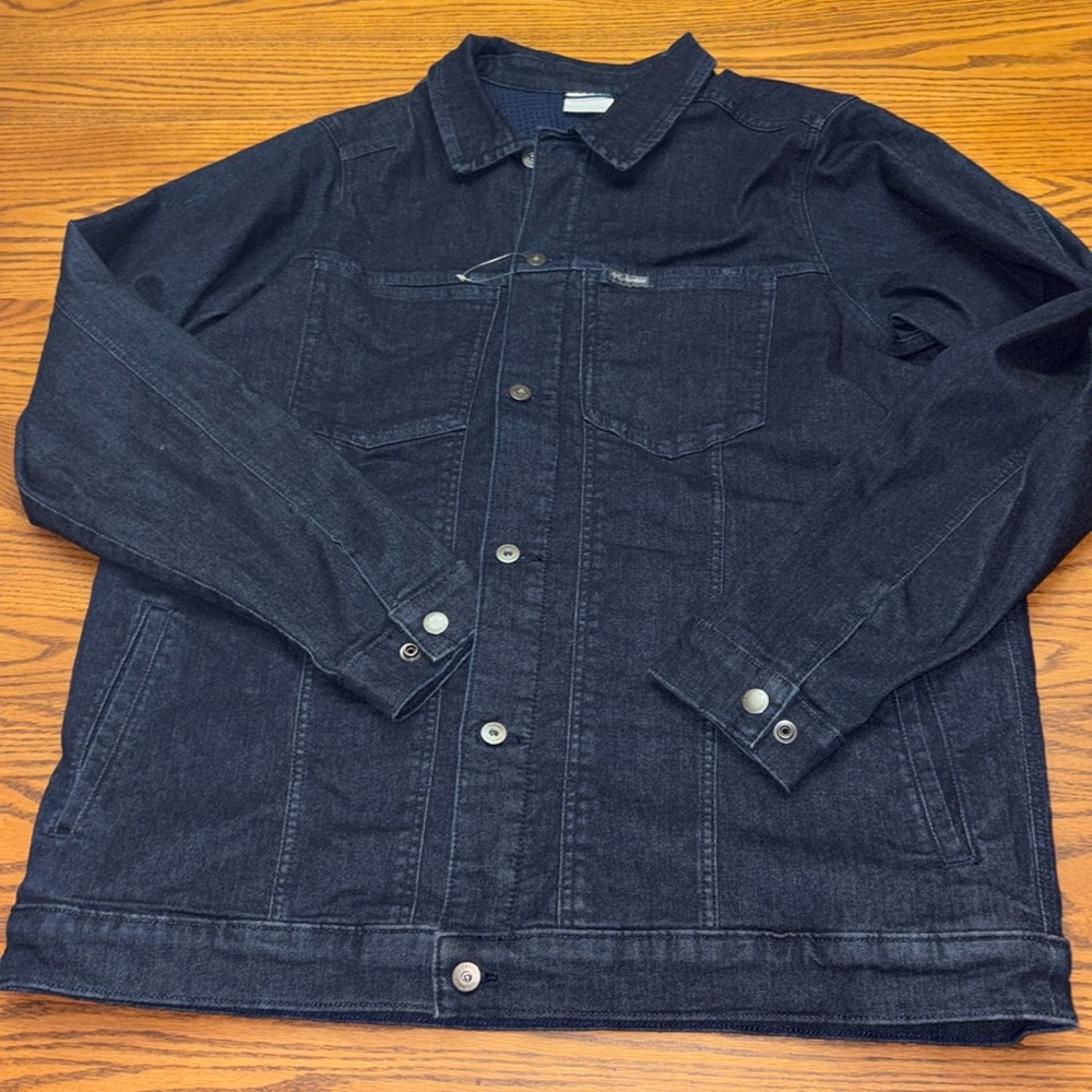 Columbia Flare Gun Trucker Jacket Dark Blue Lined Denim Men's LT Large Tall L